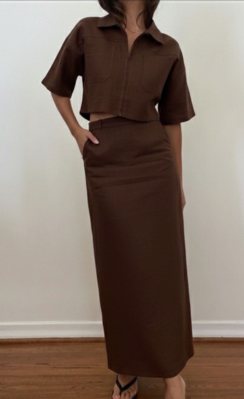 Brown Two-Piece Casual Wear