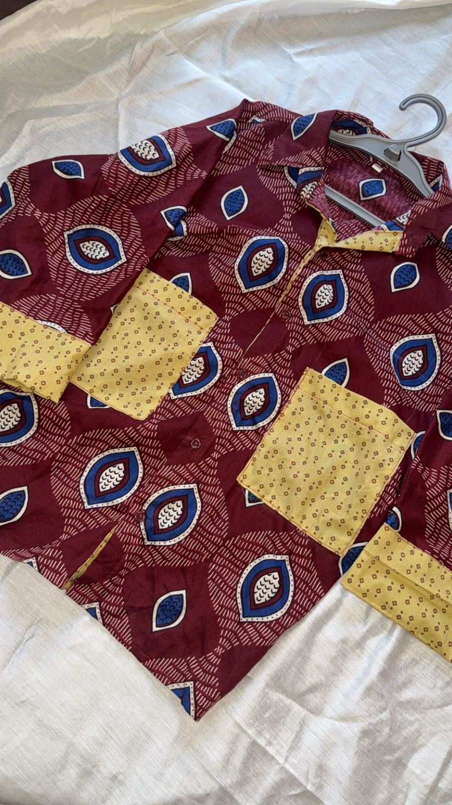 Maroon Geometric Hand-Block Printed Cotton Shirt