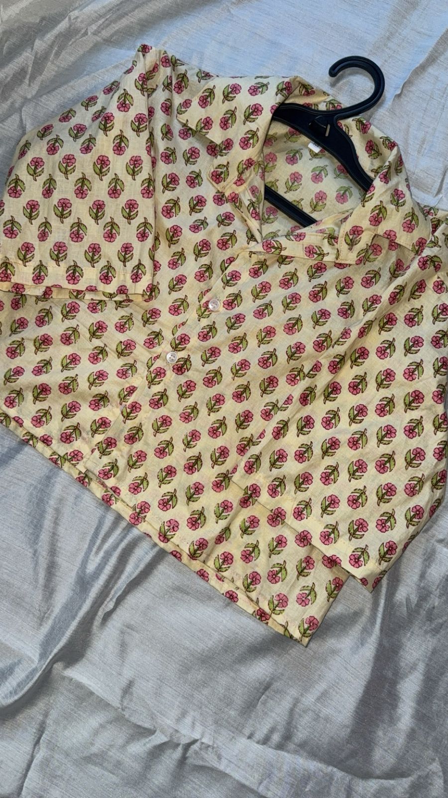 Cream Floral Hand-Block Printed Cotton Shirt