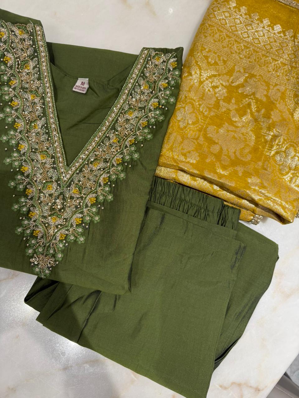 Three Piece Olive Green Suit